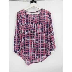 Papermoon Stitch Fix Plaid Button Down Top Women's Small Career Office Spring